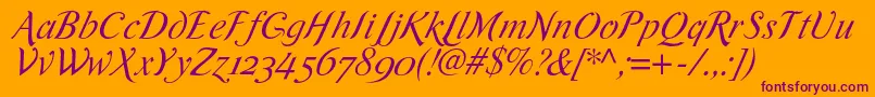 RomandeadfscriptstdItalic Font – Purple Fonts on Orange Background