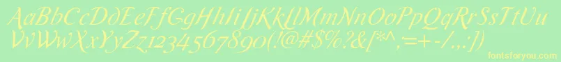 RomandeadfscriptstdItalic Font – Yellow Fonts on Green Background
