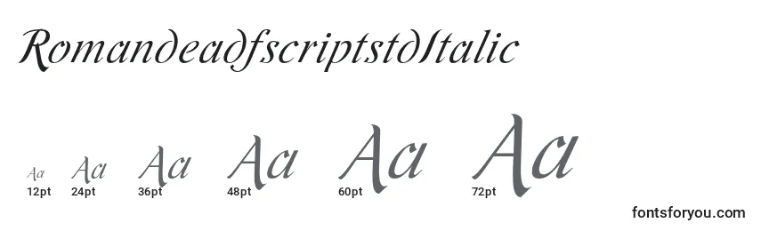 Größen der Schriftart RomandeadfscriptstdItalic (100575)