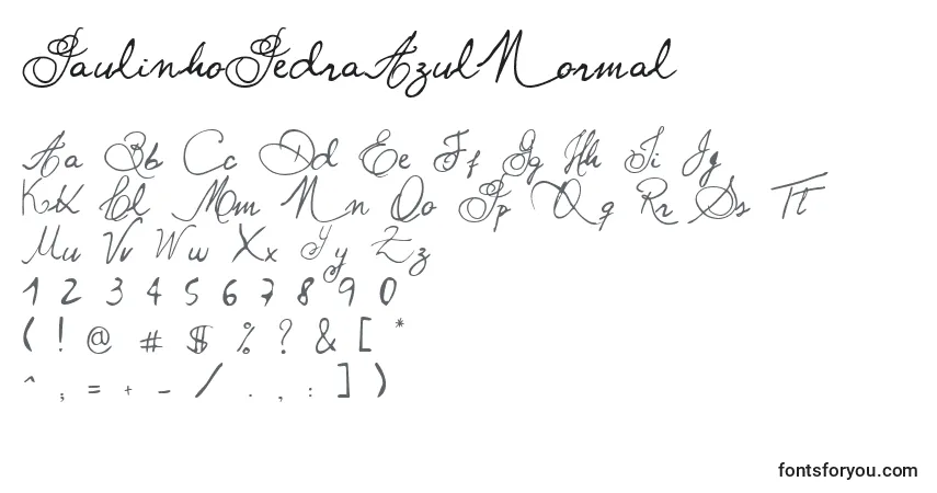 A fonte PaulinhoPedraAzulNormal – alfabeto, números, caracteres especiais