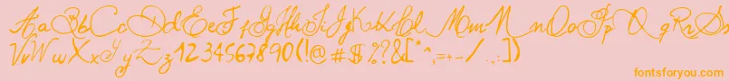 Fonte PaulinhoPedraAzulNormal – fontes laranjas em um fundo rosa