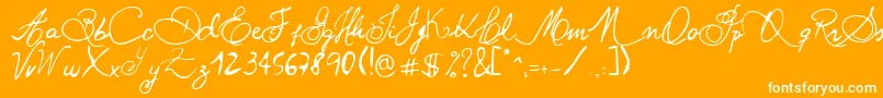 PaulinhoPedraAzulNormal-Schriftart – Weiße Schriften auf orangefarbenem Hintergrund