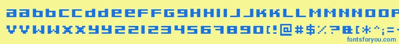 フォントPixeldustExpandedBold – 青い文字が黄色の背景にあります。