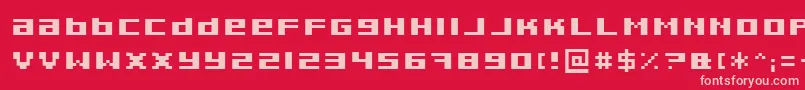 PixeldustExpandedBold-Schriftart – Rosa Schriften auf rotem Hintergrund