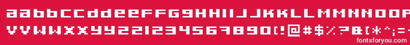 PixeldustExpandedBold-Schriftart – Weiße Schriften auf rotem Hintergrund