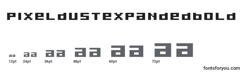 Размеры шрифта PixeldustExpandedBold