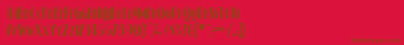 KismetNormal-Schriftart – Braune Schriften auf rotem Hintergrund