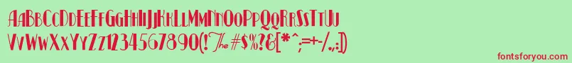 KismetNormal-fontti – punaiset fontit vihreällä taustalla