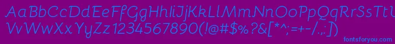 BellotaItalic Font – Blue Fonts on Purple Background