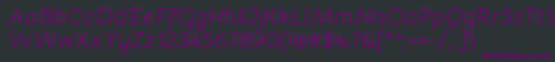 Fonte BellotaItalic – fontes roxas em um fundo preto