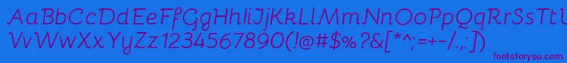 BellotaItalic Font – Purple Fonts on Blue Background
