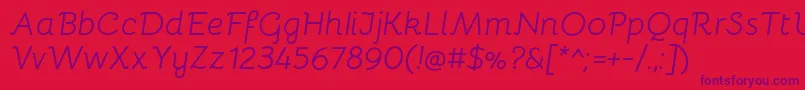 BellotaItalic Font – Purple Fonts on Red Background