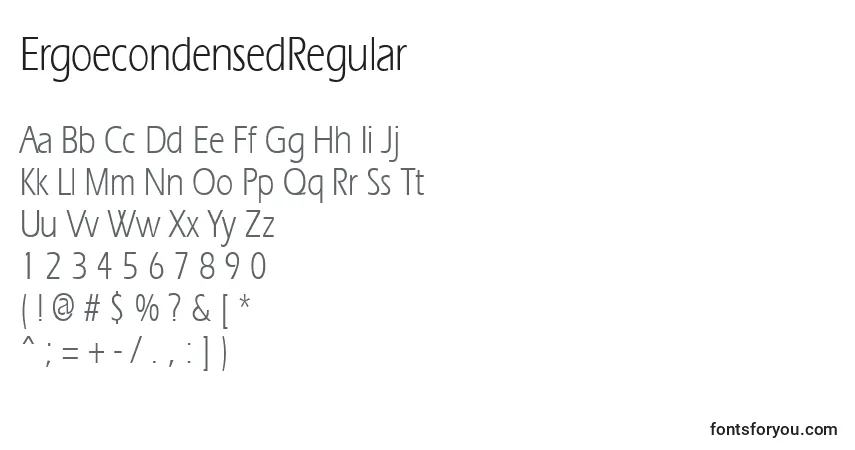 A fonte ErgoecondensedRegular – alfabeto, números, caracteres especiais