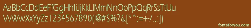 ErgoecondensedRegular-fontti – vihreät fontit ruskealla taustalla