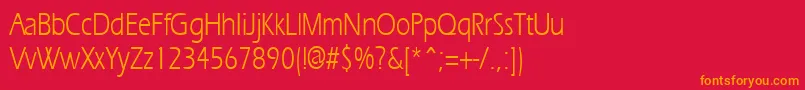 フォントErgoecondensedRegular – 赤い背景にオレンジの文字