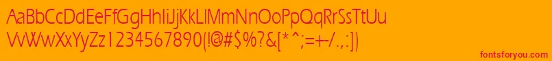 ErgoecondensedRegular-Schriftart – Rote Schriften auf orangefarbenem Hintergrund