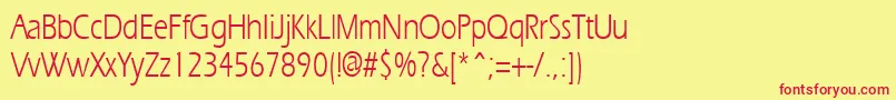 フォントErgoecondensedRegular – 赤い文字の黄色い背景