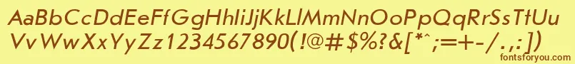 フォントJournalsansItalic – 茶色の文字が黄色の背景にあります。