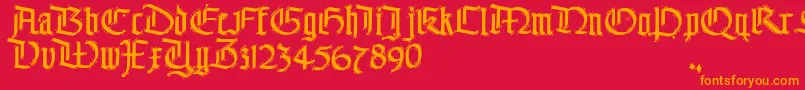 フォントThe – 赤い背景にオレンジの文字