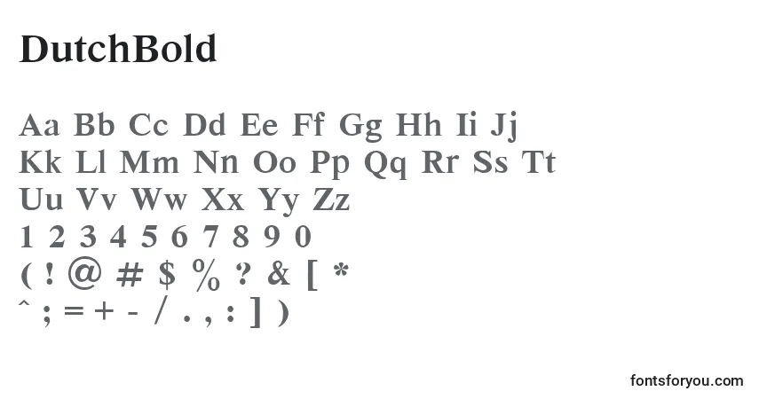 Czcionka DutchBold – alfabet, cyfry, specjalne znaki