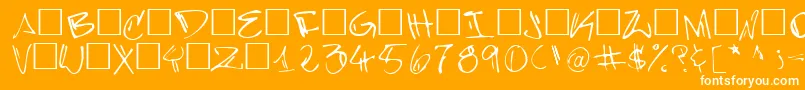 BarrakudazFontzamba-Schriftart – Weiße Schriften auf orangefarbenem Hintergrund