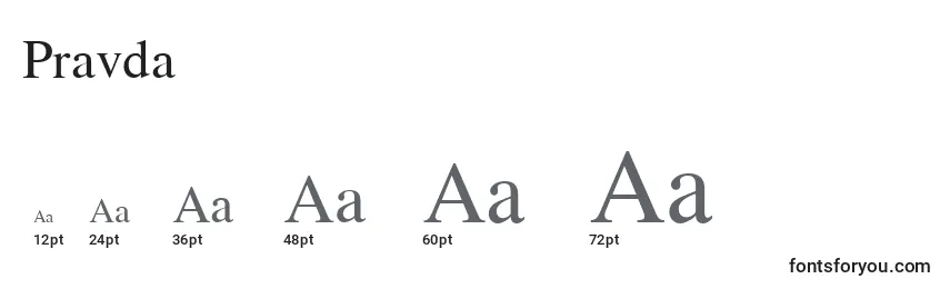 Размеры шрифта Pravda