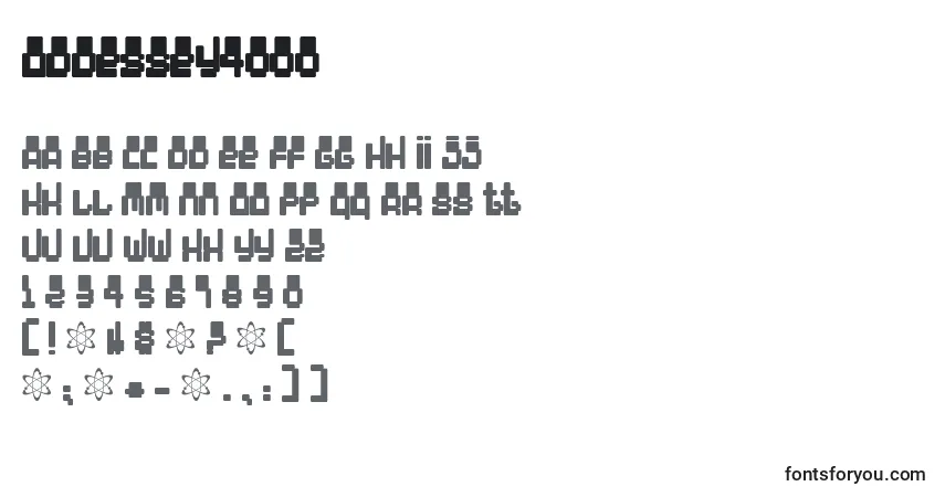 Czcionka Oddessey4000 – alfabet, cyfry, specjalne znaki