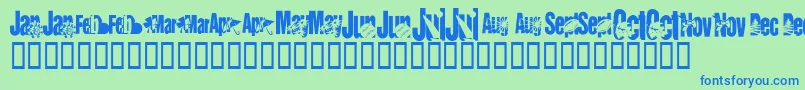 KrCalendar Font – Blue Fonts on Green Background