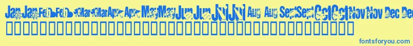 KrCalendar Font – Blue Fonts on Yellow Background
