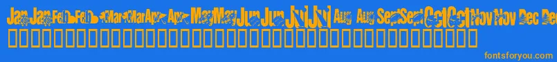 KrCalendar Font – Orange Fonts on Blue Background