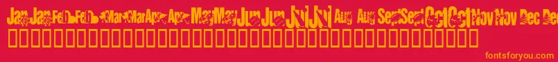 KrCalendar Font – Orange Fonts on Red Background