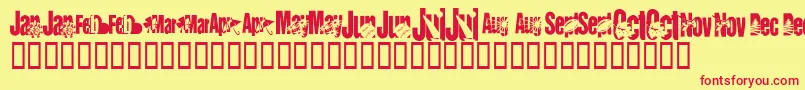 フォントKrCalendar – 赤い文字の黄色い背景