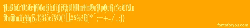 DurerGothic-fontti – keltaiset fontit oranssilla taustalla