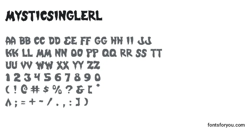 Mysticsinglerl-fontti – aakkoset, numerot, erikoismerkit