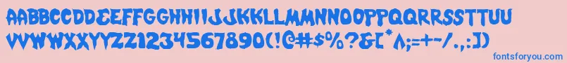 フォントMysticsinglerl – ピンクの背景に青い文字