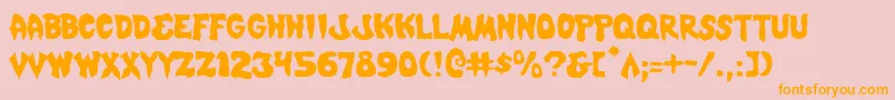 フォントMysticsinglerl – オレンジの文字がピンクの背景にあります。