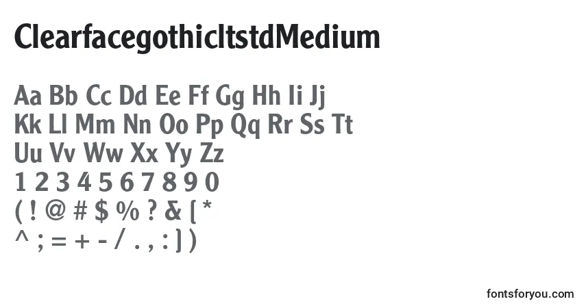 Czcionka ClearfacegothicltstdMedium – alfabet, cyfry, specjalne znaki