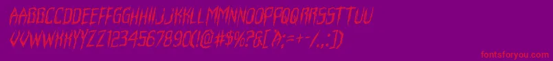 Horroroidrotal-Schriftart – Rote Schriften auf violettem Hintergrund