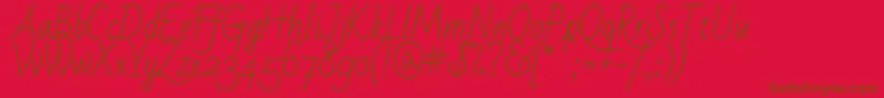 Badscript Font – Brown Fonts on Red Background