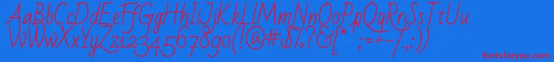 Badscript Font – Red Fonts on Blue Background