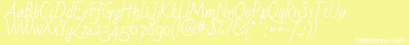 Czcionka Badscript – białe czcionki na żółtym tle