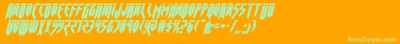 フォントOpusmagnuslaserital – オレンジの背景に緑のフォント