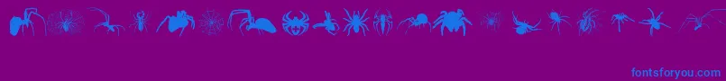 Araneae-Schriftart – Blaue Schriften auf violettem Hintergrund