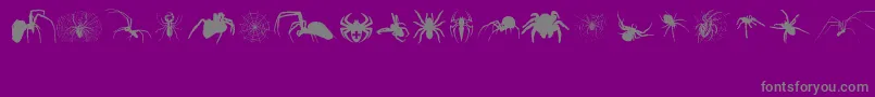 Araneae-Schriftart – Graue Schriften auf violettem Hintergrund