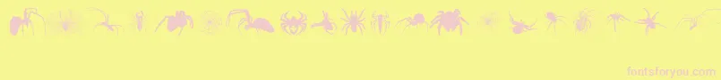 Araneae-fontti – vaaleanpunaiset fontit keltaisella taustalla