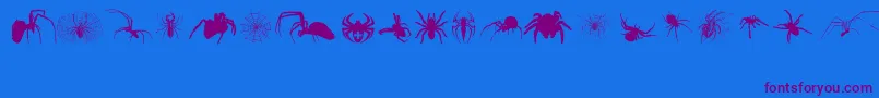 Araneae-Schriftart – Violette Schriften auf blauem Hintergrund