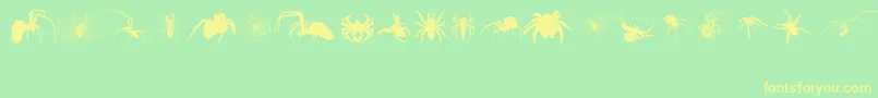 Araneae-Schriftart – Gelbe Schriften auf grünem Hintergrund