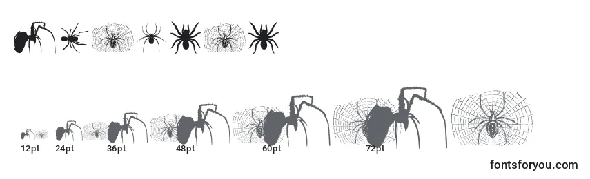 Größen der Schriftart Araneae