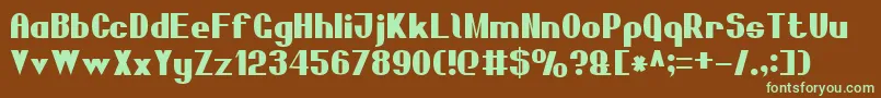 フォントBoldSansSerif7 – 緑色の文字が茶色の背景にあります。