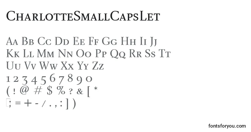 Czcionka CharlotteSmallCapsLet – alfabet, cyfry, specjalne znaki
